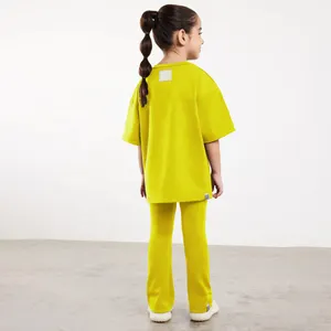 Ensemble legging t-shirt à manches courtes avec logo personnalisé de haute qualité ensembles d'été 2 pièces pour petites filles