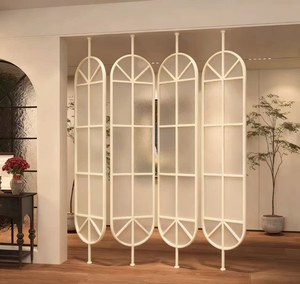 Paravent de salon contemporain en verre trempé OEM, écrans pivotants en métal, cloisons de séparation en métal noir - Product Image 3