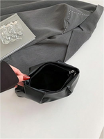Pochette en cuir PU pour femme, petit sac à main zippé plissé