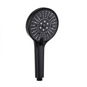 Soffione <span class=keywords><strong>doccia</strong></span> manuale ad alta pressione a 6 impostazioni <span class=keywords><strong>con</strong></span> pulsante di reset automatico on/off, nero opaco, pannello grande, a risparmio idrico - Product Image 1