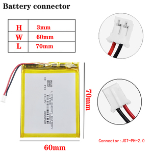 Pin Sạc 3.7 V 306070 <span class=keywords><strong>Lithium</strong></span> <span class=keywords><strong>Polymer</strong></span> 2000Mah Điện Thoại Máy Tính Bảng Điều Hướng Kho Báu Với XH2.54 - Product Image 2