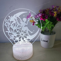 Fée bébé fille cadeau naissance acrylique veilleuse personnalisé enfants anniversaire baptême cadeau princesse pépinière lampe lampe de table