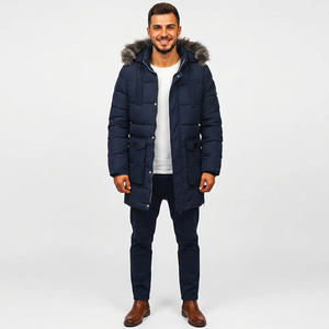 Men's Casual Fashion Windbreaker Hooded Front Logo Windproof Autumn Canvas Stand Collar Jacket - Product Image 1
