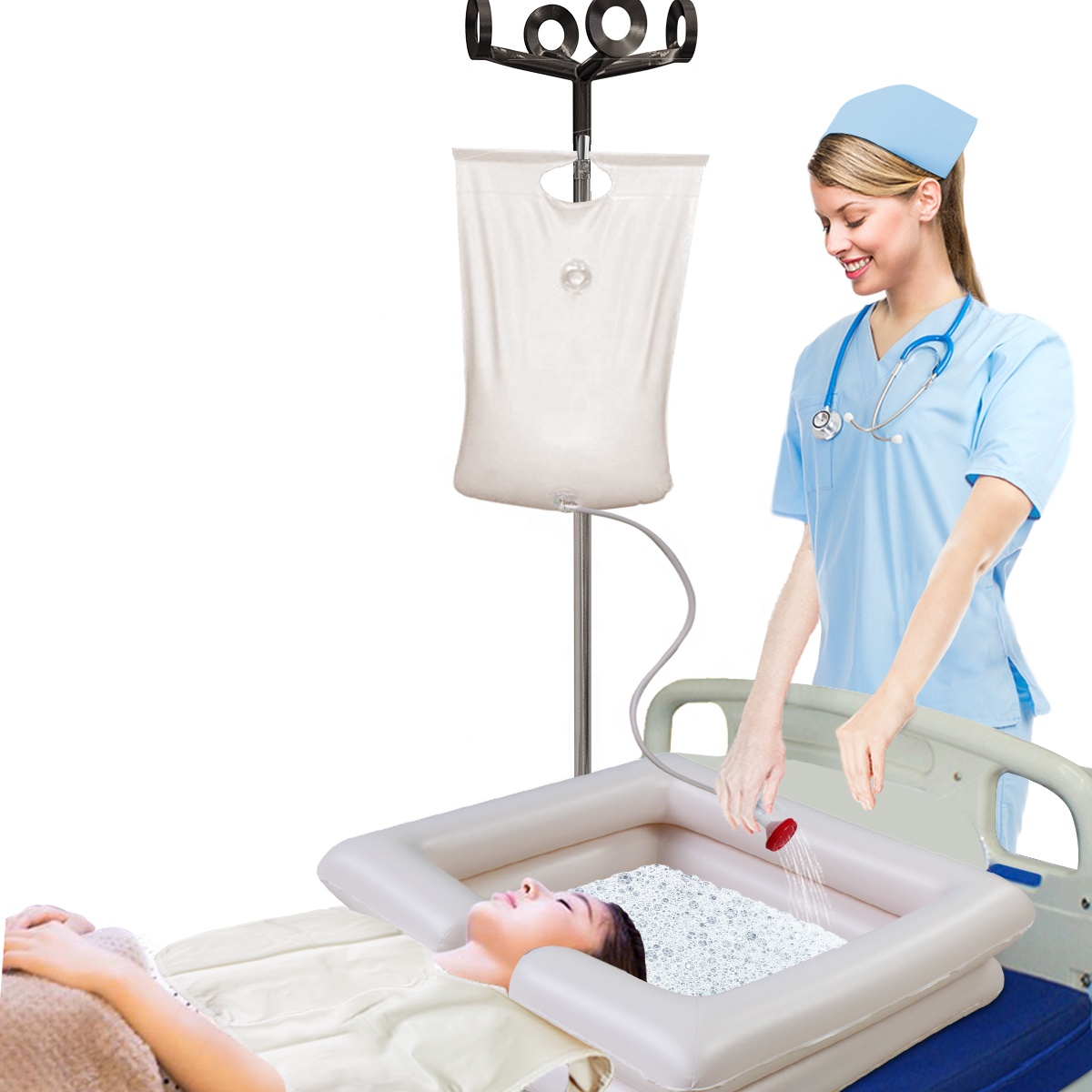 Оптовая продажа с завода, портативный ПВХ надувной шампунь, раковина для умывания волос для поврежденных, пожилых людей, Bedridden