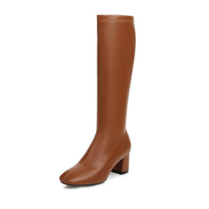 Bottes longues pour femmes 2022 printemps automne bottes hautes blanches genou Rider Style chaud bottes moyennes fines - Product Image 1