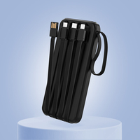 Bancos de energía Cuerda de mano texturizada Pantalla digital LED Cable incorporado Banco de energía de alta capacidad 10000Mah