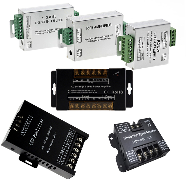 LED RGBW RGB Amplifier DC5 - 24V 24A 30A Output for RGBCCT / RGBW / RGB LED Strip Power Repeater Console Controller