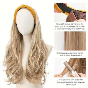 Perruques synthétiques à bandeau, longues, bouclées, ondulées, extensions de cheveux ombrées marron noir blond, demi-perruque pour femmes, usage quotidien <span class=keywords><strong>et</strong></span> cosplay - Product Image 4