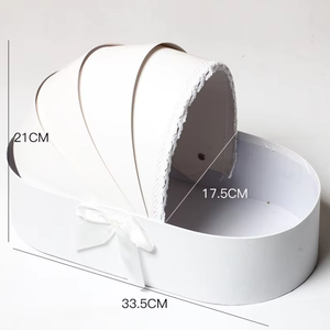 Caja de Regalo de Joyería de Papel en Forma de Cuna con Ribete de Encaje, Estilo Cesta para Bebé, Caja Rígida para Guardar Joyas con Lazo de Satén para Presentación de Regalos - Product Image 5
