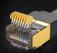 Kabel Eternalstar Cat8 Kabel Ethernet Datar Kabel LAN RJ45 40Gbps 2000MHz Panjang Pendek 20cm
