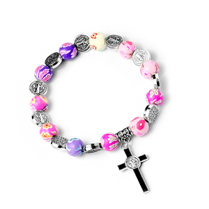 Vente en gros de perles croisées en argile douce colorées populaires Bracelet de baptême Accessoires de bracelet religieux à boucle unique - Product Image 4