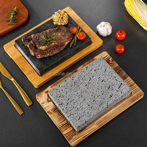 Restaurant occidental et maison aliments chauds barbecue <span class=keywords><strong>cuisson</strong></span> vaisselle pierre <span class=keywords><strong>de</strong></span> lave noire grill steak barbecue assiettes - Product Image 2
