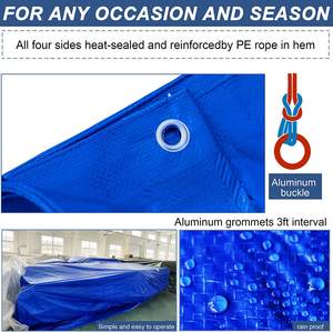 मिलियन उच्च गुणवत्ता यूव प्रतिरोधी लिनी वाटरप्रूफ ब्लू 100% पे लेपित टार्पालिन 4*6 120gs - Product Image 5