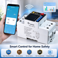 Module de protection de tension intelligent Tuya WiFi 150A avec double relais et reconnexion automatique contre les surtensions, sous-tensions et surcharges pour usage domestique CE