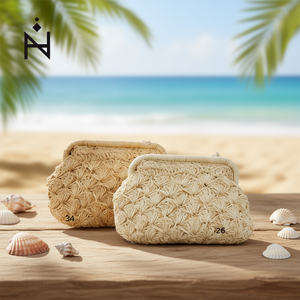 Borsa Intrecciata in Carta a Forma di Fiore Diagonale 28x20cm Stile Cappello di Paglia - Product Image 3