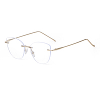 Lunettes de vue anti-lumière bleue sans monture PSTY8163A pour femmes et hommes, monture en métal ultra-fine, bord coupé, lunettes optiques personnalisées avec logo