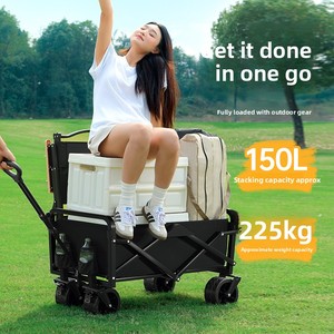 Modern <b>Foldable</b> 4-Wheel Stainless Steel Water Resistant Utility <b>Wagon</b> Portable Outdoor Furniture Trolley Camping Shopping Daily - Product Image 2