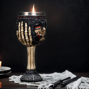 Gobelet <span class=keywords><strong>à</strong></span> <span class=keywords><strong>vin</strong></span> en acier inoxydable noir finition squelette de main pour restaurant, bar, hôtel - Product Image 5