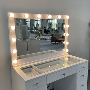 La table de vanité blanche à haute brillance de mode a mené la <span class=keywords><strong>commode</strong></span> légère de miroir avec des tiroirs de stockage - Product Image 2