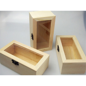 Caja de regalo rectangular de madera de pino con tapa transparente para envasado de té, tamaño personalizable - Product Image 3