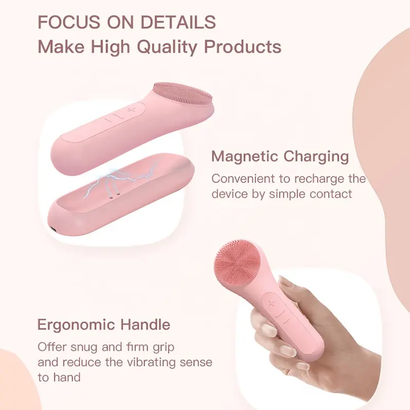 Upgrade New Waterproof Face Brush High Frequency Vibration Deep Cleaning Exfoliating Women Soft Silicone Facial Cleansing Brush