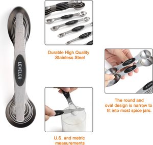 Juego <span class=keywords><strong>de</strong></span> Tazas y Cucharas Medidoras Magnéticas Alienbull, 17 Piezas Apilables con Nivelador para Ingredientes Secos/Líquidos - Product Image 4