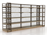 Rak Display Pulau Supermarket Boutique Highbright Aesthetic Iron Wood Hybrid untuk Kosmetik dan Parfum