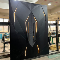 Puerta Pivotante de Madera de Seguridad con Diseño Personalizado y Grabado 3D de Lujo, Puertas Frontales de Aluminio para Exteriores de Villas y Casas