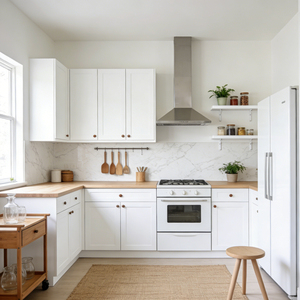 Lemari Dapur Minimalis Modern Putih Mewah Gaya Nordik, Perlengkapan Dapur Modular, Perabotan Villa - Product Image 2