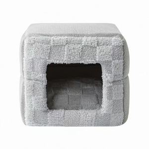 Warmes und bequemes rechteckiges Katzenbett mit dicker Innenpolsterung, klassisches modisches Design, abnehmbarer, waschbarer Bezug. - Product Image 1