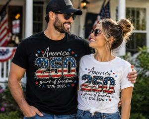 T-Shirt Patriottica per il 250° Anniversario della Bandiera Americana, 4 Luglio 1776-2026, Maglietta Casual da Uomo in Cotone Lavorato a Maglia con Stampa - Product Image 5