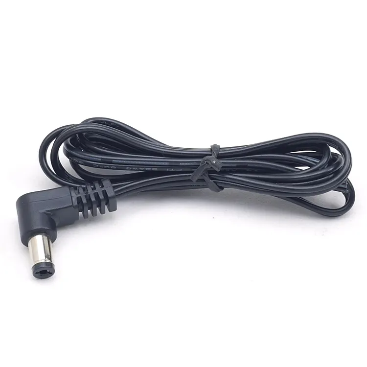 Right Angle DC cable 90 degree DC PLUG TO FREE END rohs vde 2464 18AWG 1.2M BLACK PVC 5.5*2.1 Male & Female