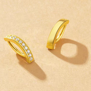 Anneau de nombril en or rose 14 carats serti de zircons, avec fil d'acier et sertissage en canal, cristal blanc, bijou de piercing tendance pour soirée - Product Image 2