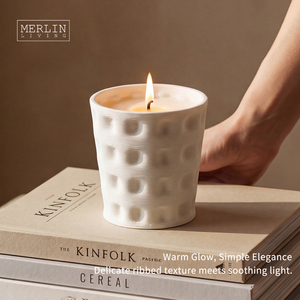 Merlin Living Minimalist Ceramic <strong>Candle</strong> <strong>Holder</strong> Cylinder Ceramic Home Decor Custom <strong>Candle</strong> Jars Chaozhou Ceramic Factory Wholesale - Product Image 3
