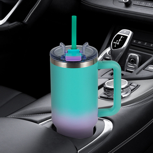 40oz Custom Logo Engraved Stainless Steel Insulated Tumbler <b>with</b> Handle & <b>Straw</b> Lid - Product Image 4
