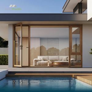 Fenêtre à battants en bois <span class=keywords><strong>de</strong></span> teck haut <span class=keywords><strong>de</strong></span> gamme multicolores, revêtement en bois <span class=keywords><strong>de</strong></span> luxe, aluminium décoratif, fenêtre extérieure fixe - Product Image 2