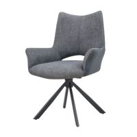 Fauteuils élégants pivotants rembourrés en tissu de lin chaises de salle à manger de luxe