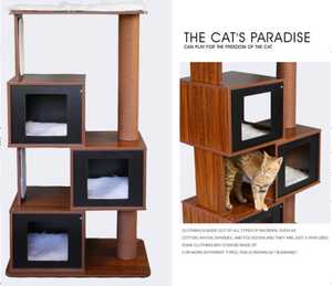 Kayu Hitam padat Maine Coon Kawaii pohon kucing XL pengikis kucing dengan bahan Sisal desain kecil - Product Image 2