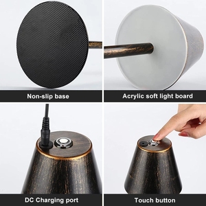 Bazh sala de estar <span class=keywords><strong>LED</strong></span> táctil Hotel comedor Tisch Lampe de <span class=keywords><strong>Table</strong></span> inalámbrico recargable moderno lámpara de mesa con pilas - Product Image 6