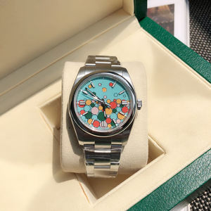 Montre-bracelet automatique de luxe unisexe, boîtier en acier inoxydable de 41 mm, verre saphir, cadran bleu ciel, montre mécanique analogique, étanche 100 bars - Product Image 6