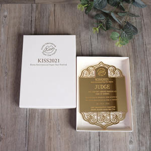 Cartes d'invitation de fête en acrylique miroir doré avec motif découpé au laser et <span class=keywords><strong>texte</strong></span> gravé - Product Image 2