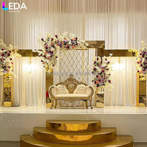 Arche carrée dorée de luxe LEDA, support de toile de fond en acier inoxydable pour scène de mariage et décoration d'événements - Product Image 1