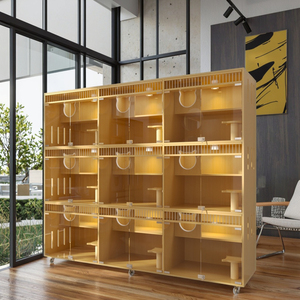 İç mekan kullanımı için şeffaf cepheli Premium büyük modüler ahşap kedi evi - Product Image 6