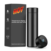 Bouteille d'eau intelligente à double paroi en acier inoxydable de 500 ml avec affichage de la température et infuseur à thé, vente chaude