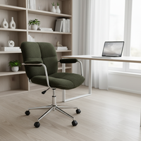 Chaise de bureau ergonomique moderne avec revêtement bouclé, dossier haut, pivotante, réglable en hauteur, avec accoudoirs rembourrés et roulettes en nylon