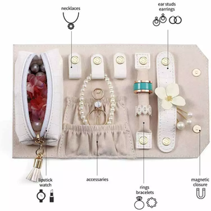 Boîte à bijoux rectangulaire de luxe en cuir PU avec support pour collier, boîte à montre et plateau organisateur de bijoux - Emballage personnalisé avec logo - Product Image 5