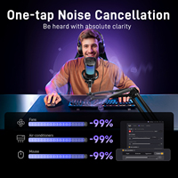 Microphone sans fil Maono DM40 Pro S avec support à bras ferme Logiciel de moniteur direct à changement de voix USB AI