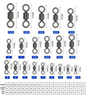 1 # -14 #   1/0 # -6/0 #    Accessoires de pêche, connecteur à clip pour la pêche, acier au carbone, émerillon de pêche