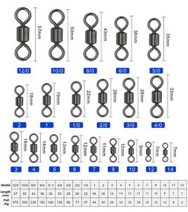 1 # -14 #   1/0 # -6/0 #    <span class=keywords><strong>Accessori</strong></span> da <span class=keywords><strong>Pesca</strong></span>: Connettore a Scatto in Acciaio al Carbonio, Girella da <span class=keywords><strong>Pesca</strong></span> - Product Image 2