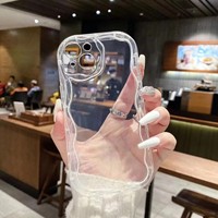 Coque de téléphone transparente antichoc motif vague couleur bordeaux pour iPhone 14 13 12 11 Pro 15 Plus 16 17 Pro Max